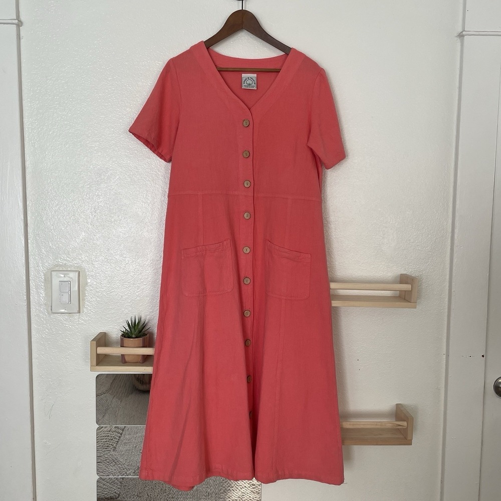Aries & Taurus Drawstrings USA Cotton Pink Button-Front Closure Lagenlook